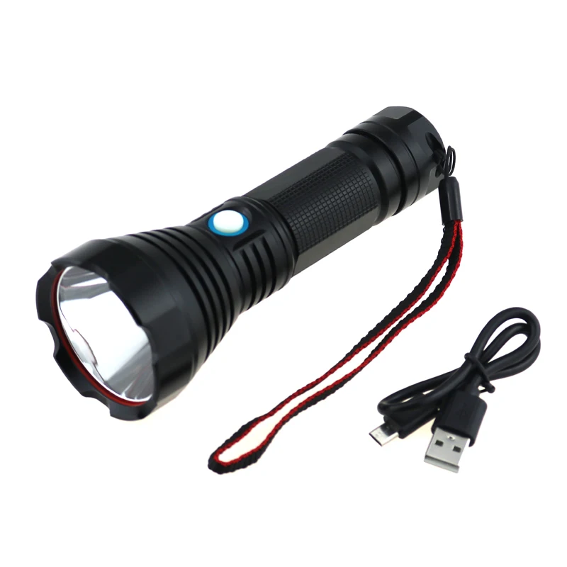 

LED Tactical Flashlight Glare Searchlight LED Flashlights Portable Outdoor Water Resistant Torch USB Rechargeable 4 Modes