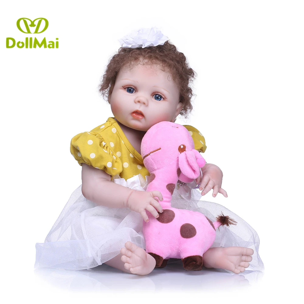 

Bebe girl reborn 22"57cm full silicone reborn baby dolls newborn baby alive realista child gift toy dolls boneca reborn
