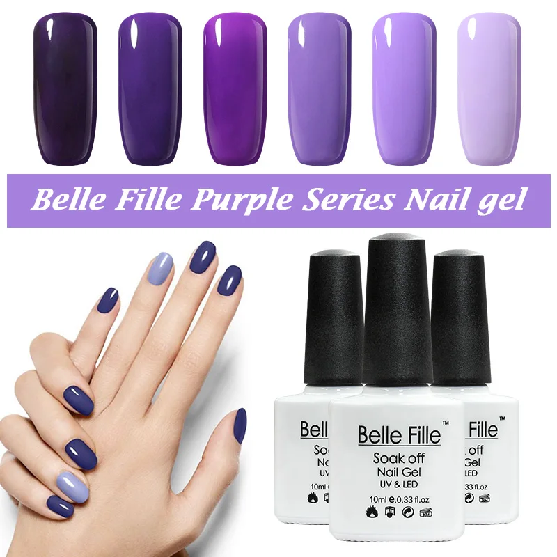 Belle Fille Гель-лак фиолетовый серии Цвет пальто УФ светодиодный био-Гели Soak Off для