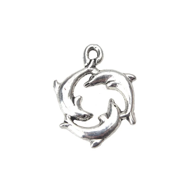 10 шт./лот подвеска из легированной стали Silvertone Dolphin для DIY брелок ожерелье