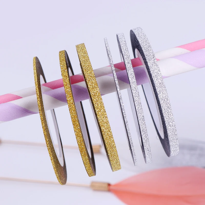 

3Pcs Matte Glitter Nail Striping Tape Line Sticker 1mm 2mm 3mm Gold Silver Adhesive Decal Styling DIY Manicure Nail Art Too