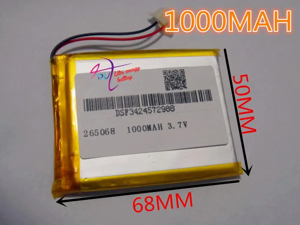 

best battery brand  Size 265068 3.7V 1000mah Lithium polymer Battery with Protection Board For mobile phone Digital Product Free