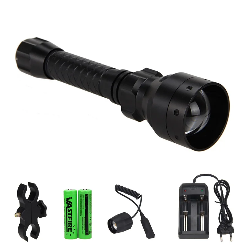 Noturna de Alta Qualidade de Longo Bateria plus Carregador plus Montar Preto plus 18650 com Zoom Ajustável ir de Visão Luz Infravermelha Caça 850nm Alcance Tocha 11 850nm ir visão noturna de alta qualidade