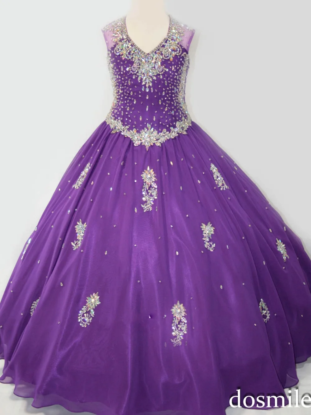 2016 New Haute couture Purple Gorgeous Pageant dress for girls ball