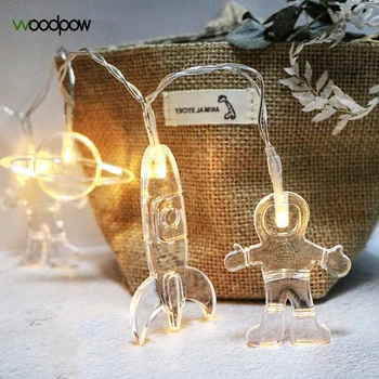 

Woodpow 1M 3M LED String Light Battery Powered Astronaut Rocket Planet Light String Night Lights For Kids Party Birthday Gift