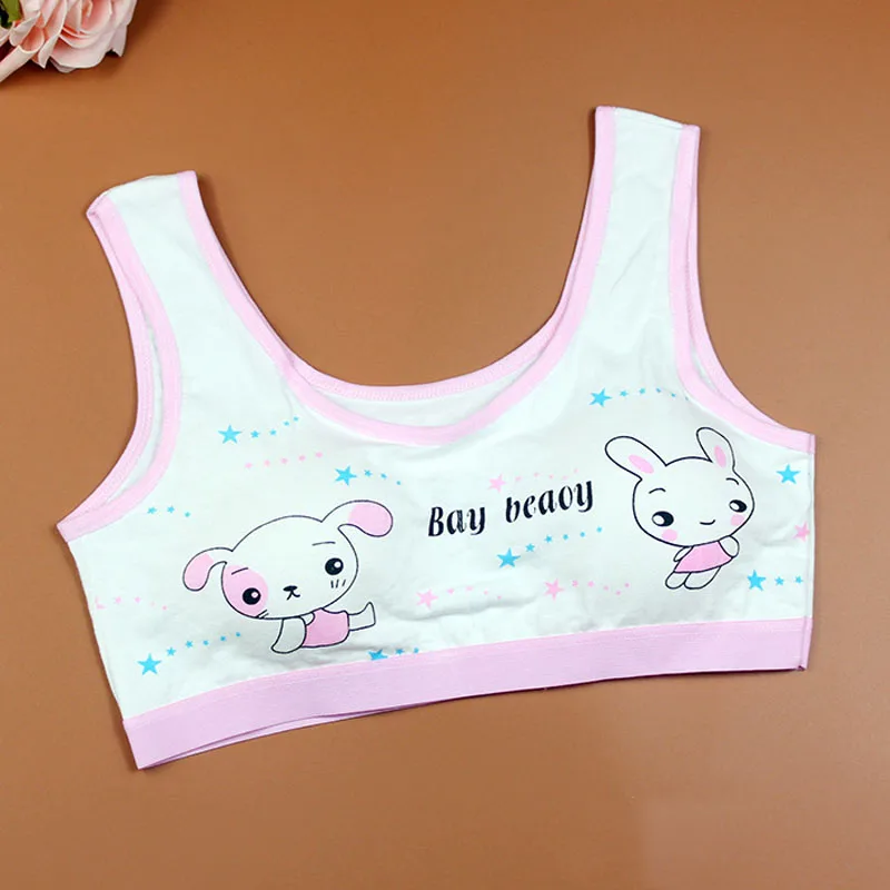 Cute little white Rabbit Bra Girls Cartton Bra Kids Thin Cotton Teenage