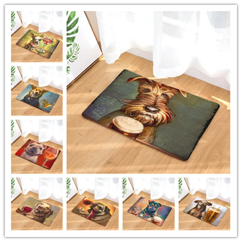

[byetee] Dog Printing Floor MatS Door Mats Outdoor Digital Printing Foot Mat Bathroom Kitchen Bathroom Rug Carpet Doormat