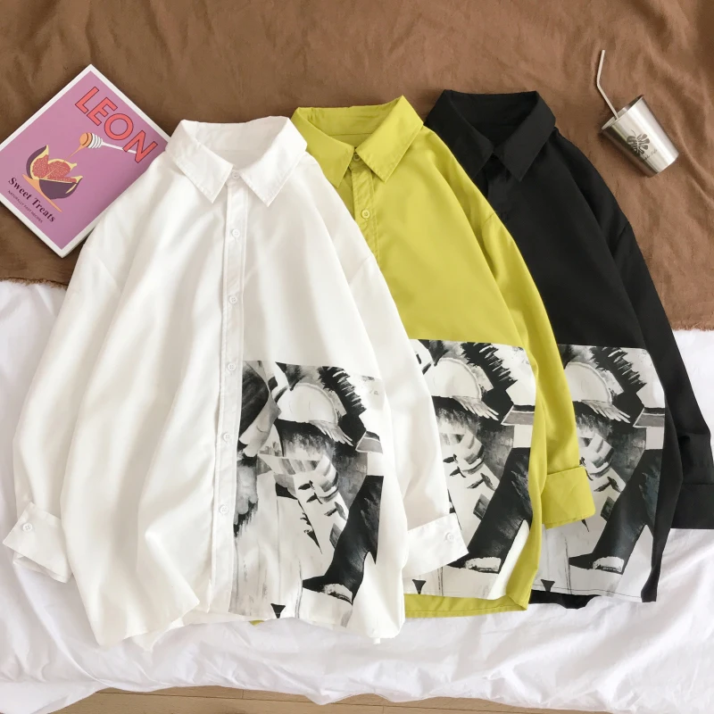 Мужская рубашка с рукавом три четверти Cubism painting 5xl уличный сверхразмерный