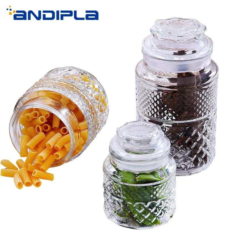 

Creative Storage Jar with Seal Lid Kit Clear Glass Container / Home Candy Coffee Bean Tank Fruit Tea Bottle Canister Accessories