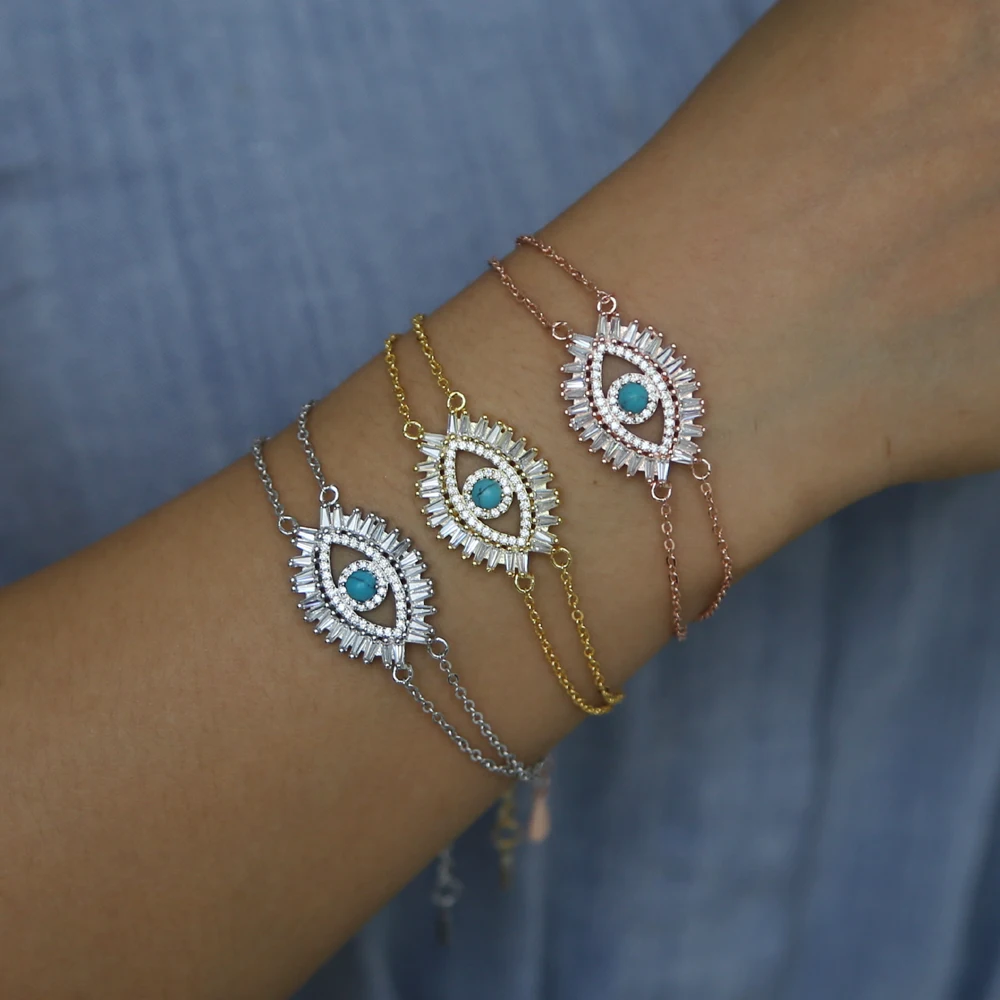 New Simple Turkish Evil Eye Bracelet Pave CZ Blue Eye High Quality new-simple-turkish-evil-eye-bracelet-pave-cz-blue-eye-high-quality