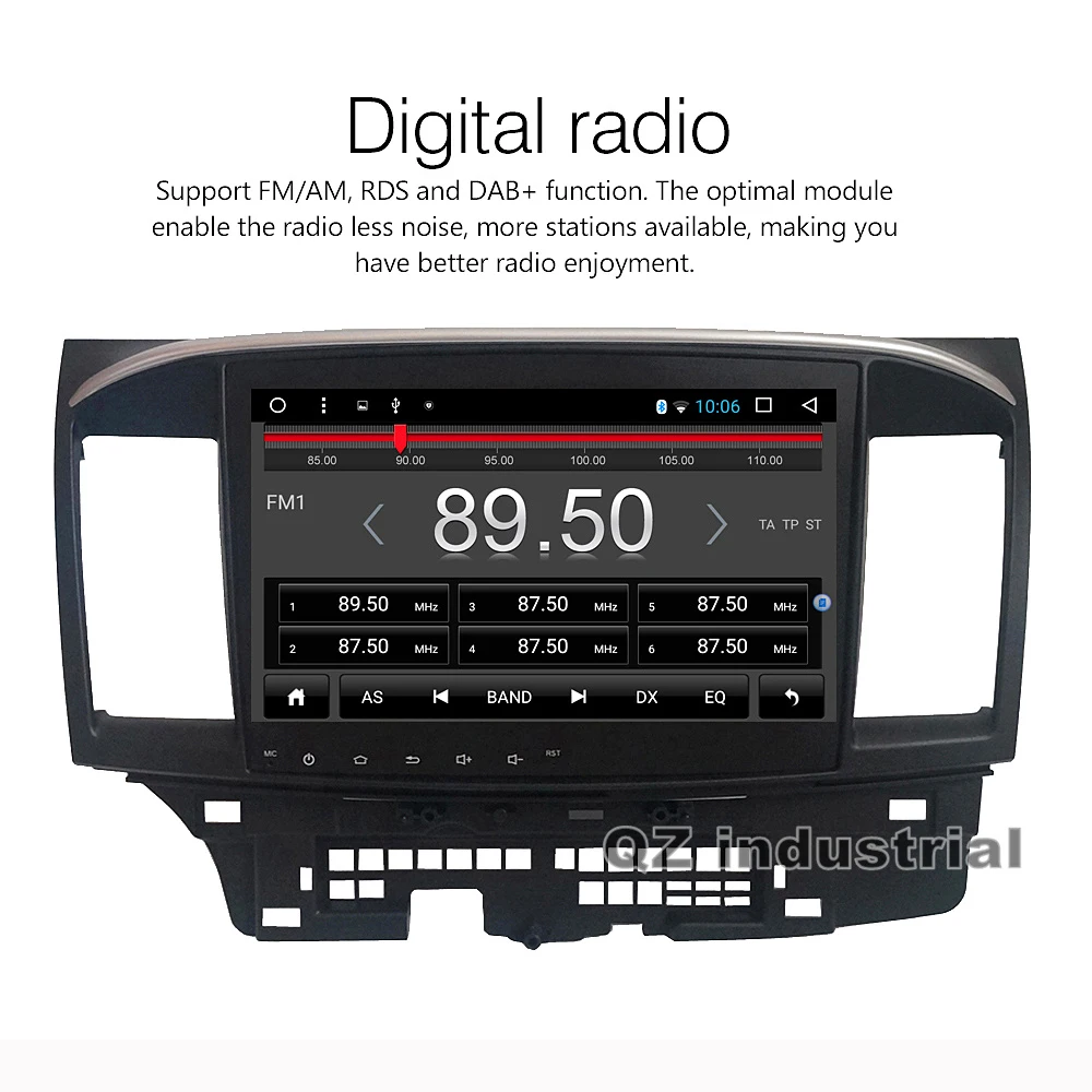 Excellent QZ industrial HD 10.1" Android 8.1 T3 for Mitsubishi Lancer 2008-2015 car dvd player with GPS 3G 4G WIFI Radio Navigation RDS 3