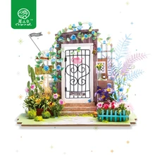 Robud Новогодний подарок DIY Миниатюрные ворота страны чудес 3D Деревянный Кукольный дом Детская игрушка кукольный домик с мебели для рождества DGM02
