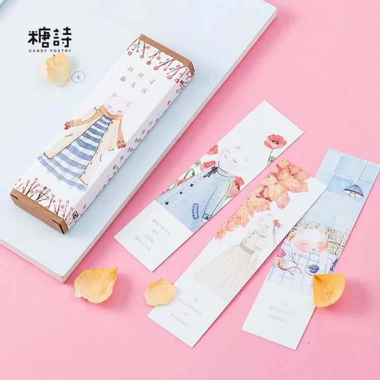 

30pcs/pack new Cat Bookmark Paper Bookmarkers Promotional Gift Stationery Free Bookmarks For Books Book Marks