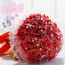 Дешевые 6 цветов красочные Свадебные цветы Свадебные букеты бисером романтические Buque De Noiva Свадебные букеты