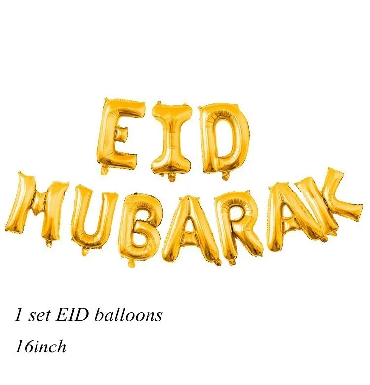 1 комплект воздушные шары EID mubarak Золото Серебро гелий конфетти баллон для мусульманских ИД воздушный шар Рамадан фестиваль вечерние украшения - Цвет: Gold EID balloons
