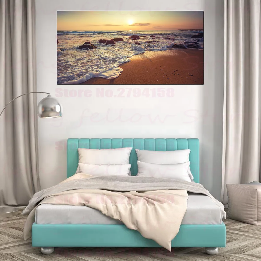 Large Posters Gallery Canvas Print Seascape Beach Sunset Landscape Pictures for Bathroom Lobby Hallway Home Decor Drop Shipping