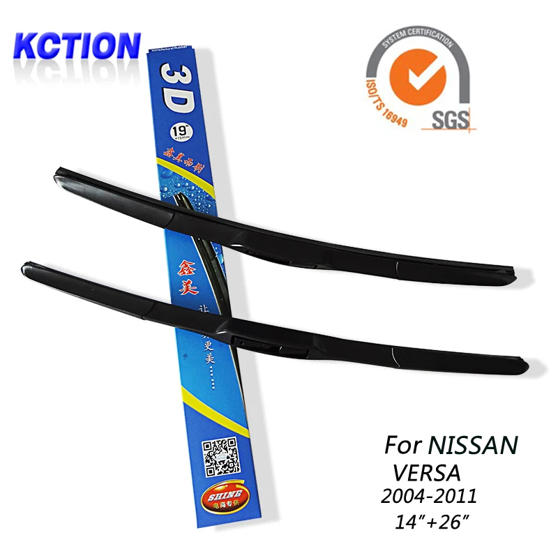Car Windshield Wiper Blade For NISSAN VERSA (2004-2011) 14&quot+26&quot Windscreen Wipers Rubber Refill Accessories | Автомобили и