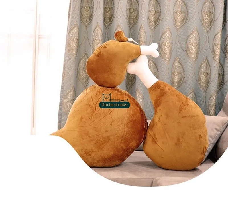 Dorimytrader New Fashion 110cm Giant Cute Soft Cartoon Drumstick Plush Pillow 43'' Big Stuffed Anime Chicken Leg Cushion Toy Gift DY60240(1)