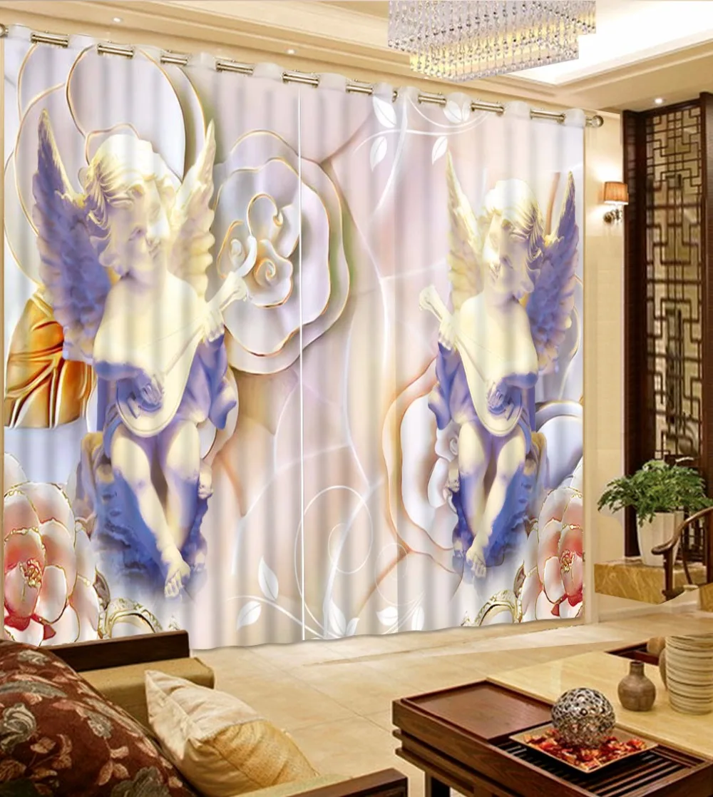 

European 3D Curtains Decorative Curtain refind lifelike flower 3D Living Room Window Curtains Photo Kitchen Curtain