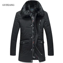New arrival winter style men boutique parkas business casual detachable hair collar men solid thick jacket coat large size L-6XL