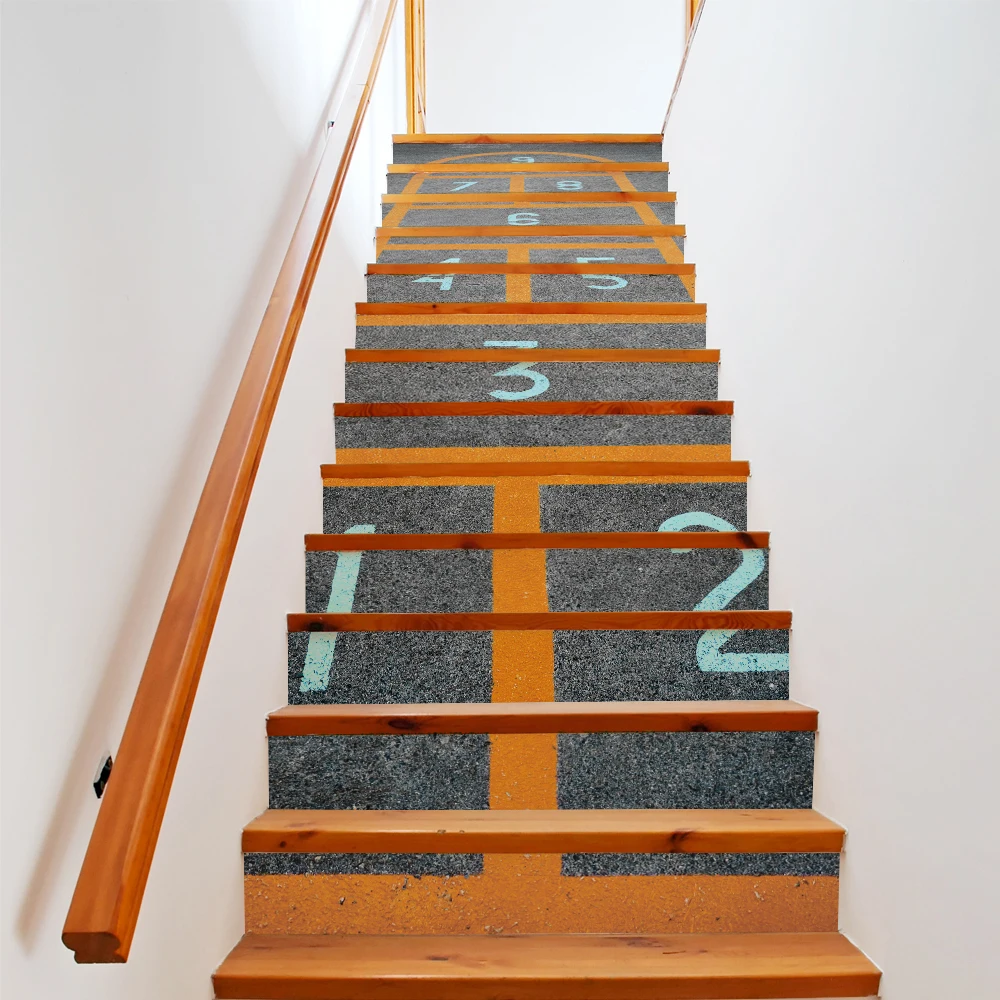 Jamp House Stairway Wall Stickers Mural Stair Decal Family Games