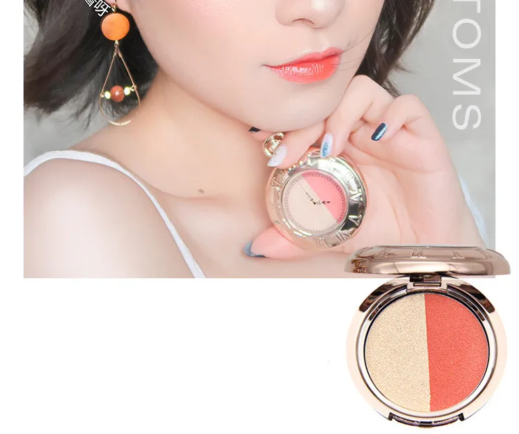 Relógio de Bolso Paleta de Blush em pó Two-cor Brilho Dois-em-um Contorno Facial Iluminador Bronze Maquiagem 2021 4 Cor 11 Cheap Blush
