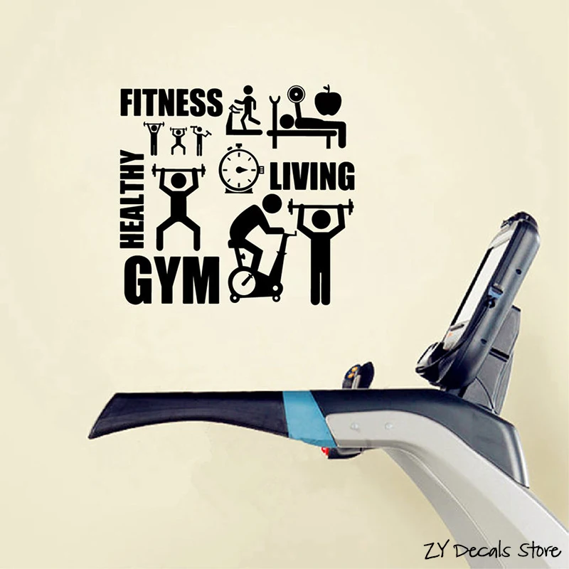 Exercise Gym Wall Sticker Quotes Decor Fitness Healty Living Vinyl Wall