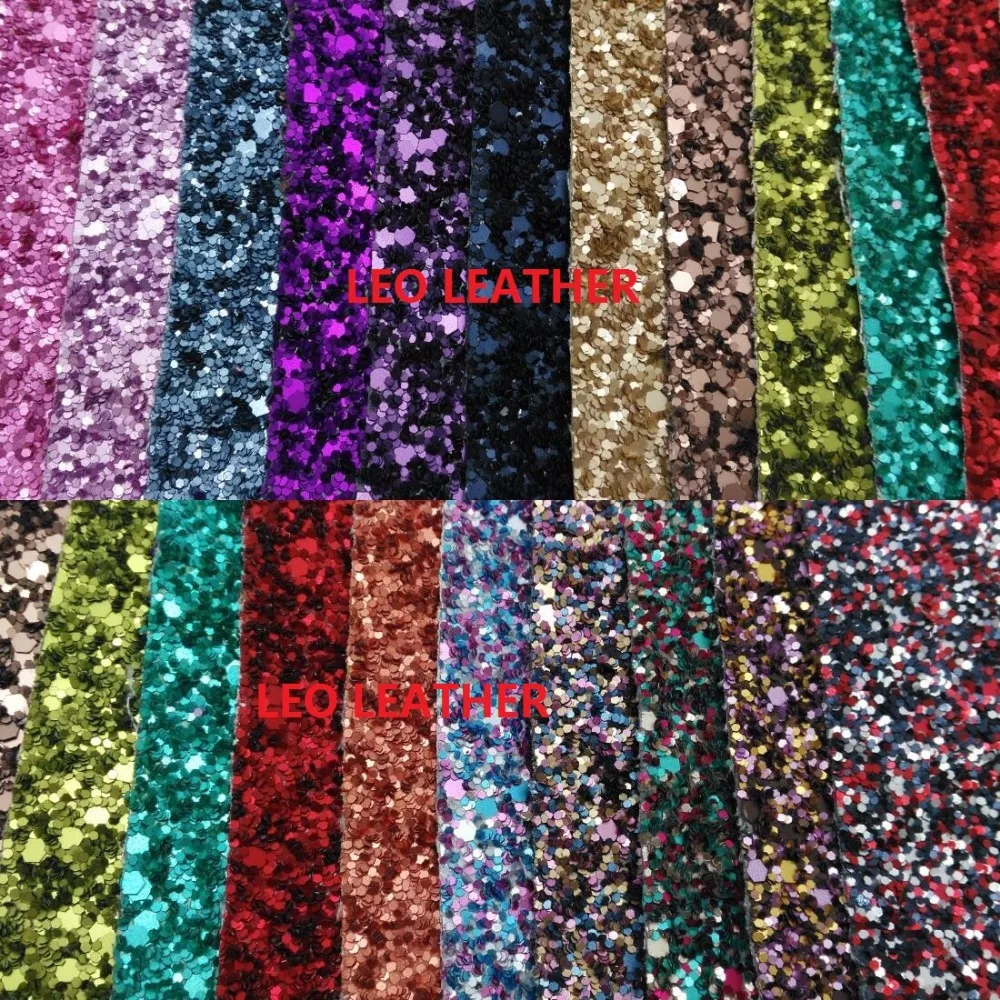 Chunky Glitter Leather Colors high quality PU Glitter Fabric for DIY