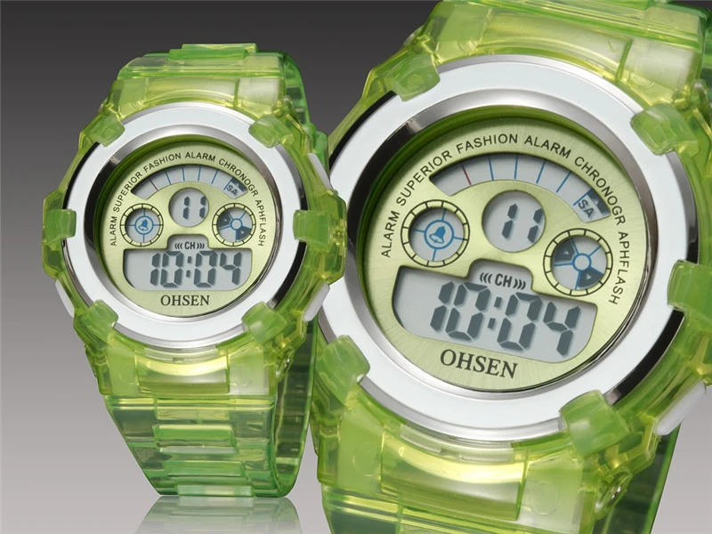 Топ студент цифровые часы детская ЖК-дисплей подсветкой OHSEN бренд Водонепроницаемый детские спортивные часы кварцевые наручные часы