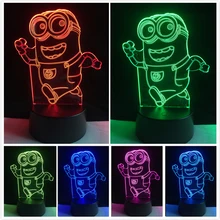 New Fashion Lovely 7 Color Changing Colorful Illusion Running Minions Touch Night Light Toy Lamp Friend & Children Gift Lighting