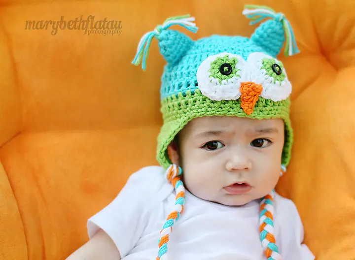 free shipping, baby owl hat , 100 cotton Lovely Owl Design Baby Boy Girls Handmade Knit Crochet