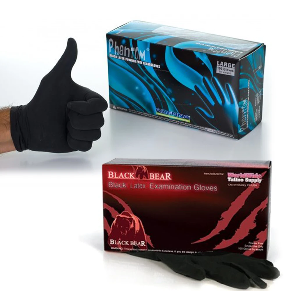

Professional Tattoo Black Latex Gloves Powder Free