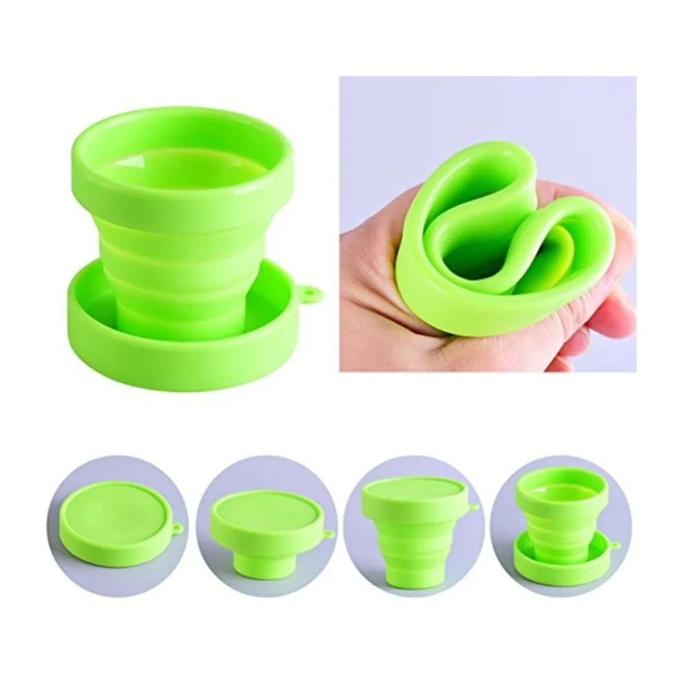 

Silicone Folding Cup with Cover Cup Outdoor Travel Cup Candy Color Portable