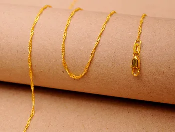 

2015 New Fashion 5 PCS 22 inch vacuum plated Gold-COLOR Necklace water wave chain for women/men Free Shipping