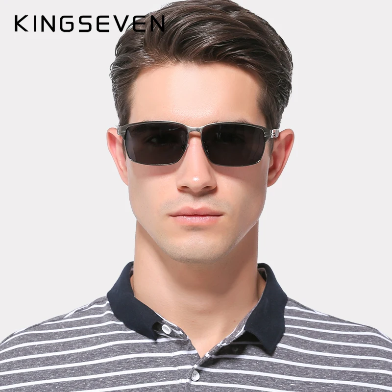 KINGSEVEN, фирменный дизайн, солнцезащитные очки, для мужчин, для вождения, мужские, поляризационные, солнцезащитные очки, Ретро стиль, квадратная оправа, Oculos Gafas UV400