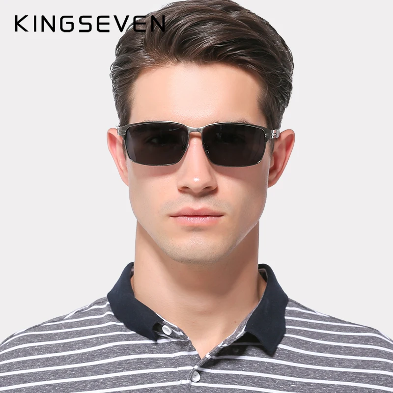 Мужские солнцезащ. Очки в Винтаж. Оправе KINGSEVEN черно серые солнцезащитные очки