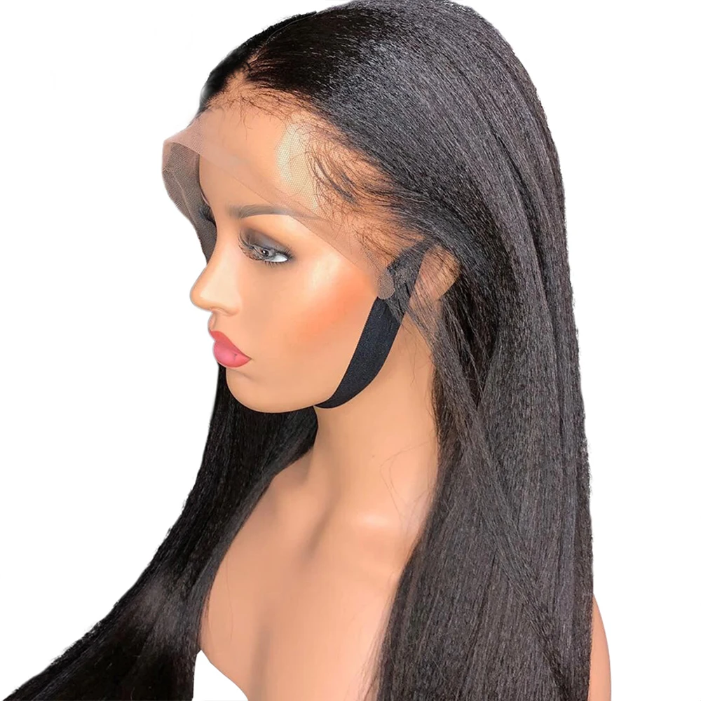

SimBeauty Yaki Straight 360 Lace Frontal Wig Pre Plucked With Baby Hair Peruvian 360 Lace Human Hair Wigs For Black Women