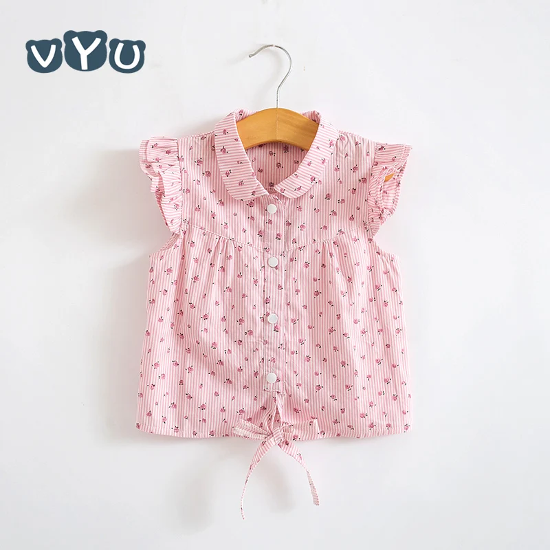 VYU Summer Printing Baby Girl Blouses 2 6year Floral Cotton Casual Kids