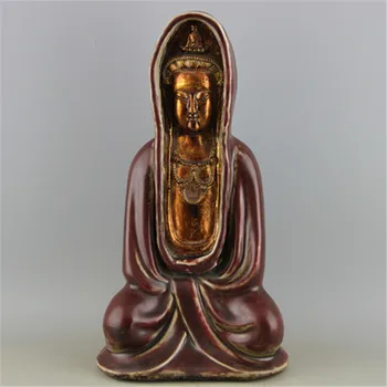 

6 Antique YuanDynasty porcelain statue,Red gilt cloak Buddha sculpture,handmade crafts,best collection & adornment,Free shipping