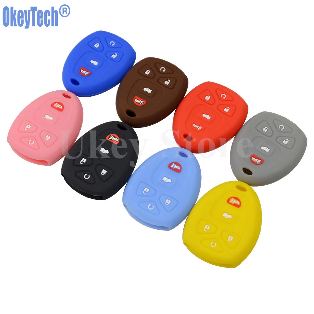 OkeyTech 5 Buttons Car-Styling Silicone Remote Key Fob Case Cover Proctetor Skin For Buick GMC Chevrolet Cadillac Pontiac Saturn