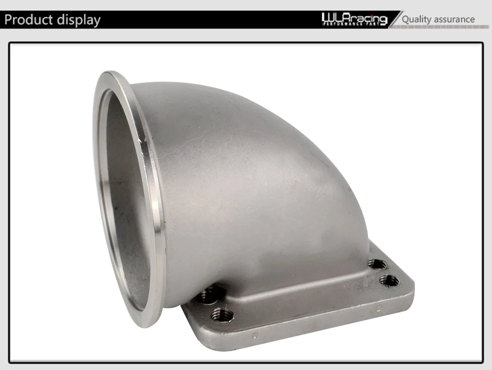 WLR RACING- 3.5" Vband 90 Degree Cast Turbo Elbow Adapter Flange 304 Stainless Steel For T3 T4 Turbocharger WLR-TEA35