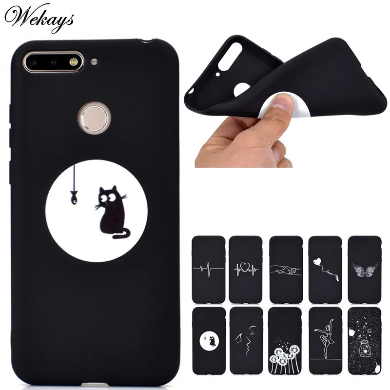 

Wekays Cover For Huawei Honor 7A 5.45" Cartoon Black Soft Silicone Fundas Case For Huawei Honor 7A DUA-L22 Cover Cases Honor 7A