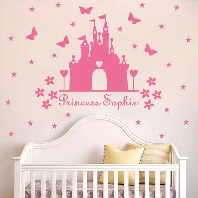 W340 Princess Castle Wall Sticker With Personalised Name Kids Room W340 Princess Castle Wall Sticker With Personalised Name Kids Room Decor Vinyl Decal Nursery