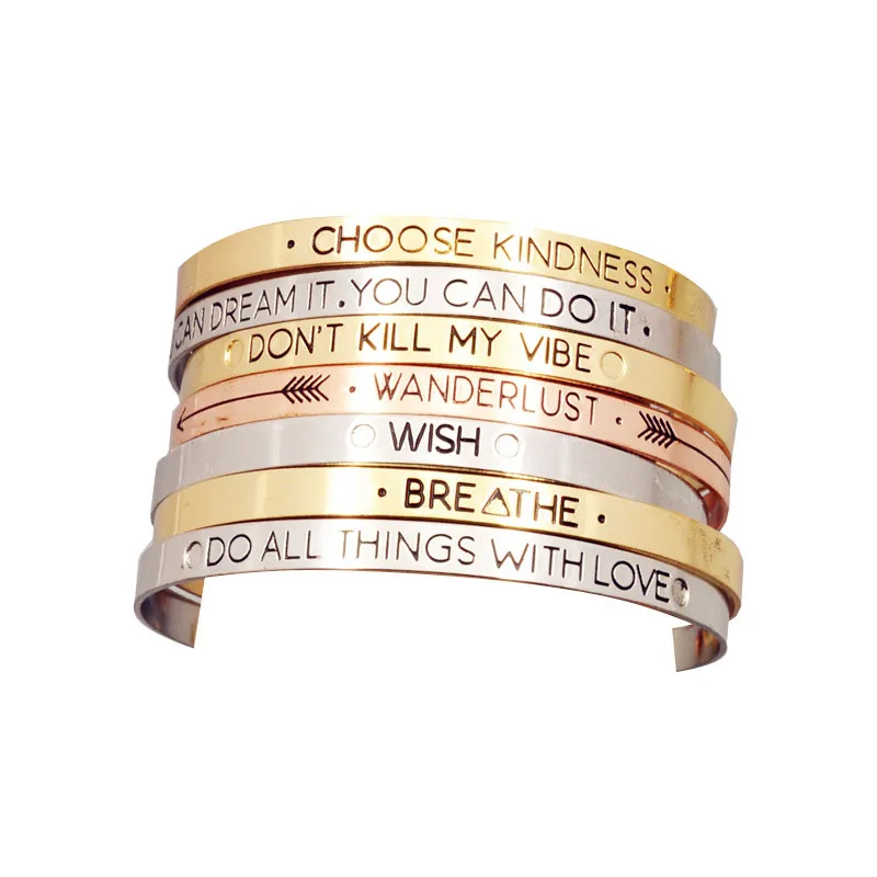 Fashion accessories jewelry Iron  letter brave wish mix design cuff bangle lovers' gift B3416