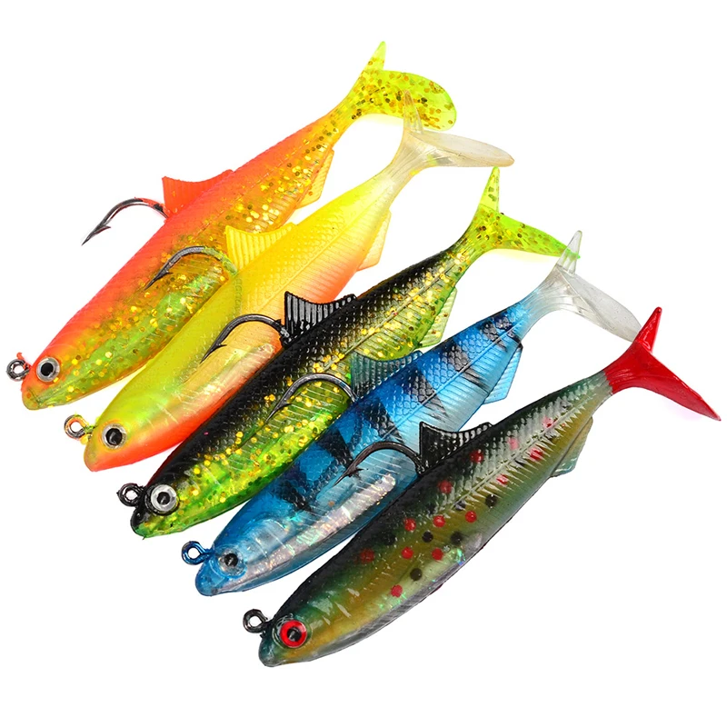 Vissen Floating Jig Wobblers Silicon Rubber Lure 10cm/21g 5pcs Sea