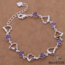 AH115 Стерлинговое Серебро 925 пробы-браслет, 925 стерлингового серебра ювелирные изделия Сердце с фиолетовый камень/bqzakiga ddlalusa