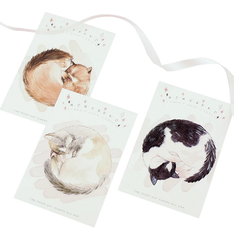 LOT 30PCS Postcard Cats Illustration Kitty Cards Set Bulk #37 