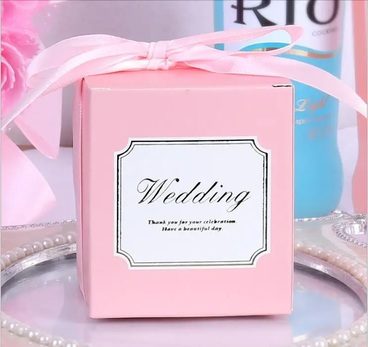 European Simple Atmosphere Cube Candy Boxes Baby Shown Favors Gift Bag Wedding Party Favors Supplies Gift Packing Box  2