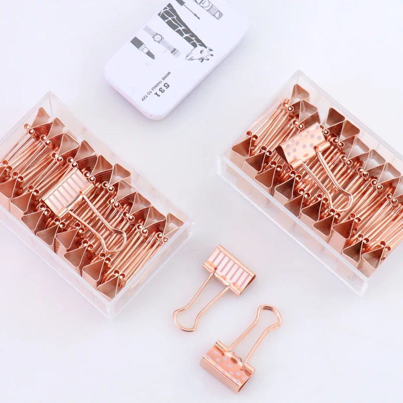 TUTU 20 pcs/ box Fresh Style point striation print rose gold Metal Binder Clips Notes Letter Paper Clip Office Supplies H0150 TUTU 20 pcs/ box Fresh Style point striation print rose gold Metal Binder Clips Notes Letter Paper Clip Office Supplies H0150