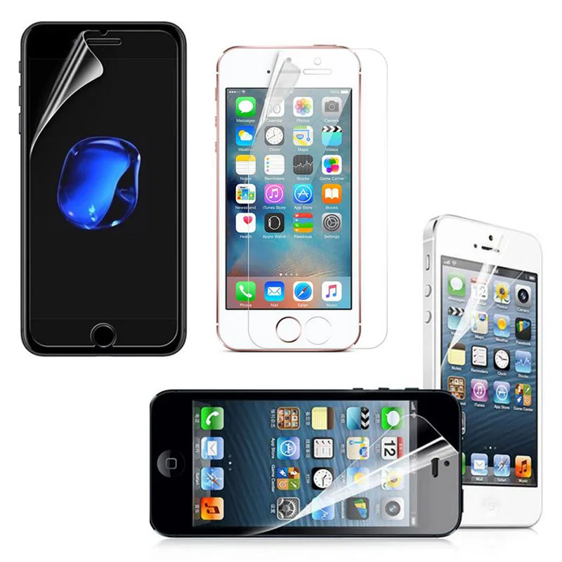 

5pcs Clear Transparent Soft Front Screen Glossy Protector Protective Film for iphone 5 5C 5S SE 6 6S 7 8 Plus X XR XS 11 Pro Max